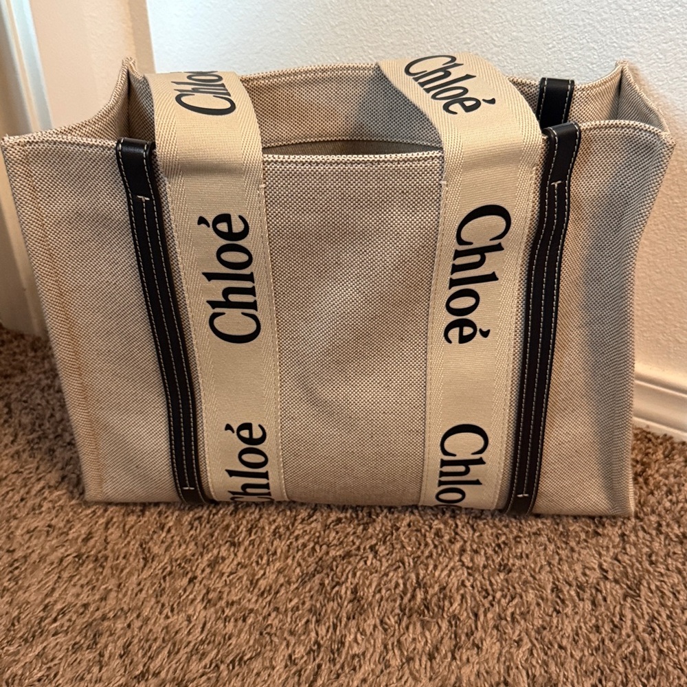 Chloe Beige and Black Tote Bag